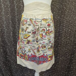 Vintage 40s/50s Colorado State Landmarks Souvenir‎ Travel Kitchen Apron